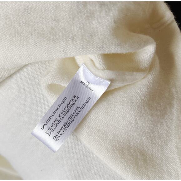 CAROLYN TAYLOR Womens Size Large Cream Rhinestone Long Sleeve Pullover Sweater - Picture 7 of 8